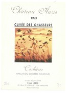 étiquette Vin  Château D'Auris  Cuvée Des Chasseurs  Corbières 1993 Paul Herpe "theme Animaux Canards" - Vin De Pays D'Oc
