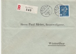 Suisse Lettre Recommandée Dietfurt 1949 - Marcofilia