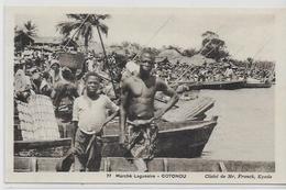 CPA DAHOMEY Afrique Noire écrite COTONOU Métier Marché Lagunaire - Dahomey