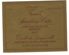 étiquette  Cidre Bouché De Cru Bedan Brut  Duché De Longueville  French Sparkling Cider - Alcools & Spiritueux