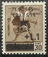 OCCUPAZIONE JUGOSLAVIA IUGOSLAVIA DI TRIESTE 1945 FILIGRANA WATERMARK SOPRASTAMPATO D'ITALIA 1 LIRA SU CENT 30 MLH SIGL. - Jugoslawische Bes.: Triest