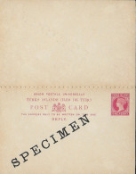 TURKS - REINE VICTORIA - CARTE ENTIER POSTAL AVEC REPONSE PAYEE SURCHARGEE "SPECIMEN" - Turks & Caicos (I. Turques Et Caïques)