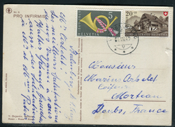 Suisse - Cover / Oblitération De Balemberg Sur Carte Postale Pour Morteau En 1949  Ref F91 - Postmark Collection