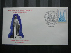 Argentina FDC 1987 # Visit Pope John Paul II. PAPA J. Paulius. Giovanni Paolo II. Juan  Pablo II. Tucuman - Christentum