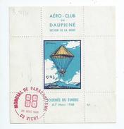 Aéro Club Du Dauphiné Section De La Mure (Isère) Journée Du Timbre 1948,ob Mondial Du Parachutisme à Vichy 1988 - Philatelic Fairs
