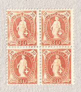 Schweiz Stehende Helvetia 30Rp Zu#88A * Retouchen R-14+25/II (oben Links) Und R-14/II (oben Rechts) - Unused Stamps