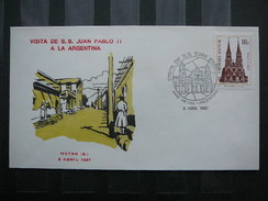 Argentina FDC 1987 # Visit Pope John Paul II. PAPA J. Paulius. Giovanni Paolo II. Juan  Pablo II. Metan - Cristianesimo