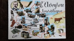 Delcampe - CPSM DEPARTEMENT DE L AVEYRON 12 TOURISTIQUE  CONTOUR GEOGRAPHIQUE ED CIM 1966 - Landkarten