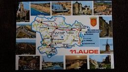 Delcampe - CPSM DEPARTEMENT DE L AUDE 11   CONTOUR GEOGRAPHIQUE ED CIM  CARTE MICHELIN N0 989 - Landkarten