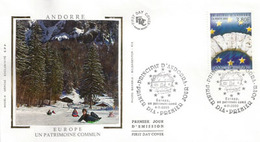 ANDORRA. EUROPE, Un Patrimoine Commun,  Lettre FDC D'Andorre 2000 - Storia Postale