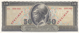 GREECE 50 Drachmai 1955 SPECIMEN P-191s UNC - Specimen