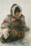 Canada Eskimo Inuit Girl Central Artic - Modern Card Year 1983 - Large Size : 6 1/2 X 4 1/2 In - VG Condition - 2 Scans - Cartes Modernes