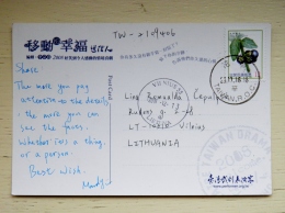 Post Card From Taiwan China To Lithuania 2016 - Lettres & Documents