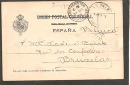 Spanje Las Palmas Pilar De Sto Domingo> Southampton Ship-Letter 1904>Bruxelles - Marcophilie