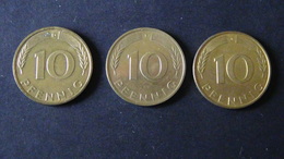 Germany - 1994-1996 - KM 108 - 3x10 Pfennig - Mintmark "F","D"+"J" - VF - Look Scans - 10 Pfennig
