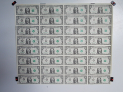 - RARE - USA - Planche Ou Feuille De 32 Billets De 1 Dollar 1993 - - Andere & Zonder Classificatie