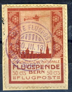 Svizzera Posta Aerea 1913 Precursori (Vorlaufer) N. III C. 50 Berna Usato Su Frammento Annullo Viola Dc Cat. € 220 - Usati