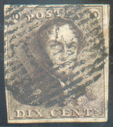 N°1 - Epaulette 10 Centimes Brune, TB Margée Et Obl. P.114 TERMONDE Finement Apposée - 11607 - 1849 Hombreras