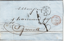 Torino Per Grenoble, Lettera Con Contenuto 1855 - Sardaigne