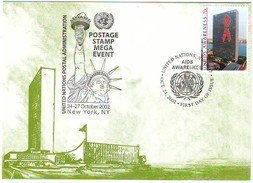 U.N. - UNITED NATIONS POSTAL ADMINISTRATION - NEW YORK - POSTAGE STAMP MEGA EVENT 2002 - SPECIAL CANCEL - Maximumkaarten