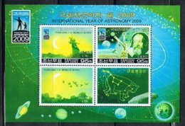 NORTH KOREA 2009 GALILEI & SOLAR ECLIPSE MISSING COLORS ERROR MINI SHEET - VERY RARE - Fehldrucke