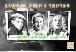 2016.10.31. People Cinema And Theater - Brodniewicz, Barszczewska, Fijewski - Minisheet MNH - Nuovi