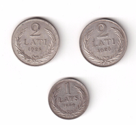 LATVIA Lettonia  First Republic 1 Lats 1924  ; 2 Lats 1925 ; 1926  835 Silver Vf Nice - 3 Coins One Price - Latvia