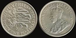 CYPRUS 45 Piastres 1928 SILVER 50th Anniv. Of British Rule In The Island AXF "free Shipping Via Registered Air Mail." - Cipro