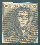 N°1 - Epaulette 10 Centimes Brun, Bien Margée Et Obl. P.24 BRUXELLES Centrale  - 11642 - 1849 Hombreras