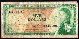 EAST CARIBBEAN States 5 DOLLARS ND 1965 G-VG P-14h - East Carribeans