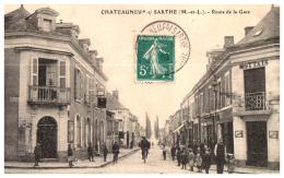 CHATEAUNEUF SUR SARTHE , Cpa , Route De La Gare - Chateauneuf Sur Sarthe