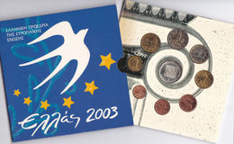 Greece Official BU Set 2003 And 10 Euro Silver EU Proof Coin - Grecia