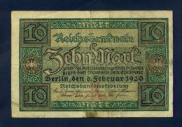 Banconota Germania 10 Mark  6/2/1920 BB - Te Identificeren