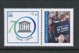 UN New York 2015. Cat # 1124a. UNESCO Personalized Sheet Single With Tab. MNH (**) - Ungebraucht