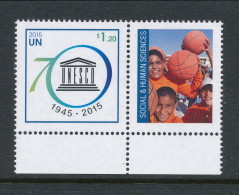 UN New York 2015. Cat # 1124a. UNESCO Personalized Sheet Single With Tab. MNH (**) - Ongebruikt