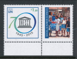 UN New York 2015. Cat # 1124a. UNESCO Personalized Sheet Single With Tab. MNH (**) - Nuevos