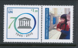 UN New York 2015. Cat # 1124a. UNESCO Personalized Sheet Single With Tab. MNH (**) - Neufs