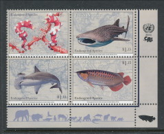 UN New York 2014. Cat # 1097-1100. Endangered Species Block Of 4. MNH (**) - Unused Stamps