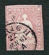 SVIZZERA 1854 - Helvetia Seduta 15 R. Rosa. - Mi:CH 15 - Used Stamps