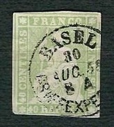 SVIZZERA 1854 - Helvetia Seduta 40 R. Verde - Mi:CH 17 - Used Stamps
