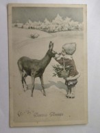 CPA Illustrateur Karl FEIERTAG - Enfant Dans La Neige Avec Un Faon - Bonne Année - Feiertag, Karl