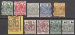 British Solomon Islands 1914-23 Mint Mounted, Sc# 28-36, Incl 36a - Islas Salomón (...-1978)