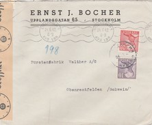 Suède Lettre Censurée Pour La Suisse 1942 - 1930- ... Francobolli In Bobina II