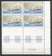 TAAF 1982 N° 95 ** Bloc De 4 Coin Daté Neuf MNH Superbe Cote 6.25 &euro; Kerguelen Chaland Bateaux Le Gros Ventre Boats - Unused Stamps