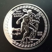 GIBRALTAR 1 CROWN 1995 SILVER PROOF " OLYMPIC GAMES ATLANTA 1996" Free Shipping Via Registered Air Mail. - Gibilterra