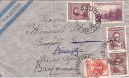 ARGENTINE - LETTRE POUR LA FRANCE - LE 17-5-1950 - VERSO GRIFFE SPECIALE DESTINATAIRE INCONNU DES FACTEURS DE BIARRITZ L - Interi Postali