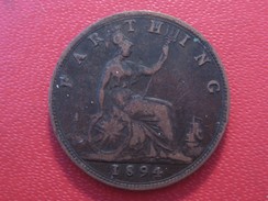 Grande-Bretagne - UK - Farthing 1894 Victoria 5697 - B. 1 Farthing