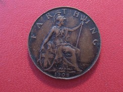 Grande-Bretagne - UK - Farthing 1908 Edward VII 5750 - B. 1 Farthing