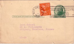 ETATS UNIS - ENTIER POSTAL AVEC COPLEMENT POUR LA FRANCE - 1947. - 1941-60