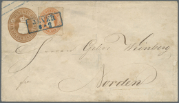 1862, 1/2 Gr. Orange Mit Durchstich A Als Wertstufengleiche Zufrankatur Auf Ganzsachen-Umschlag 1/2 Gr. Braun Im... - Oldenburg